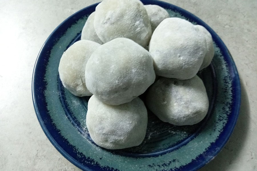 Mochi is a popular Japanese desert, made from rice flour.