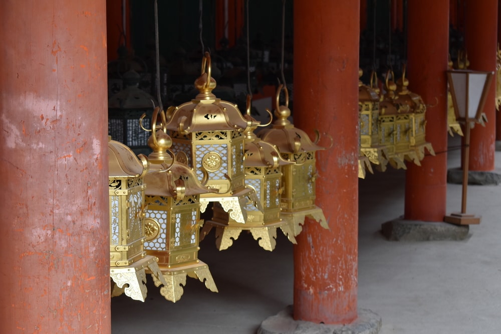 Brass Lanterns on display at Kasuga Taisha