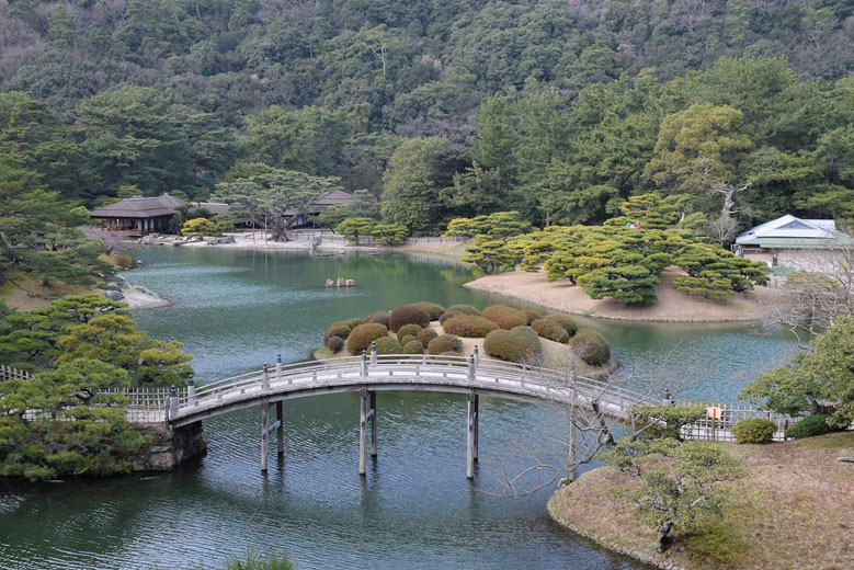 The famous Ritsurin Garden as seen from above