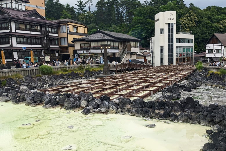 Kusatsu Onsen in Gunma Prefecture and is a popular tourist attraction.